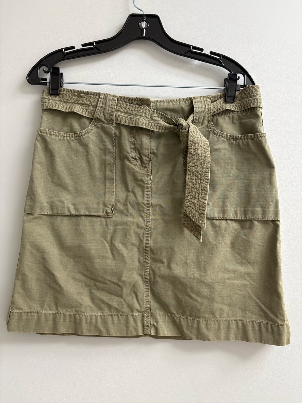 Vintage J. Crew Olive Tie-Waist Mini Skirt
